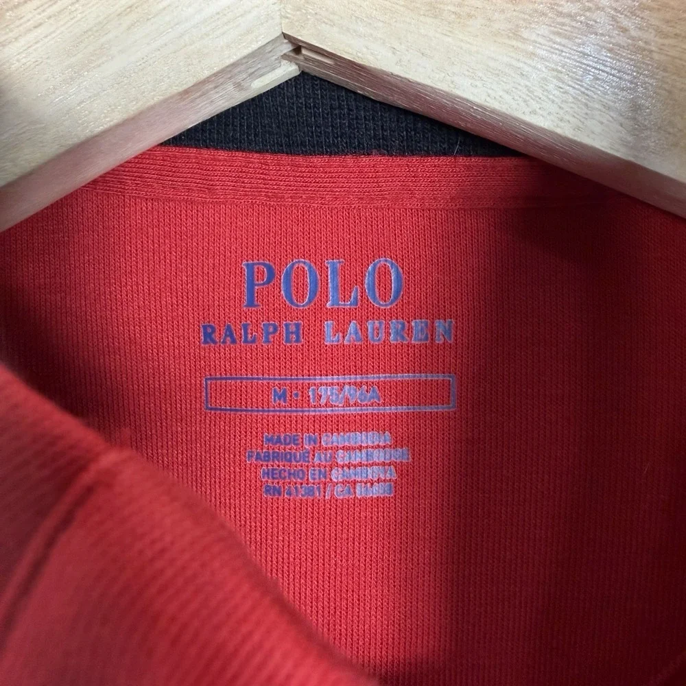 Polo Ralph Lauren Size M Red Quarter Snap Mock Neck Pullover Sweatshirt Preppy
